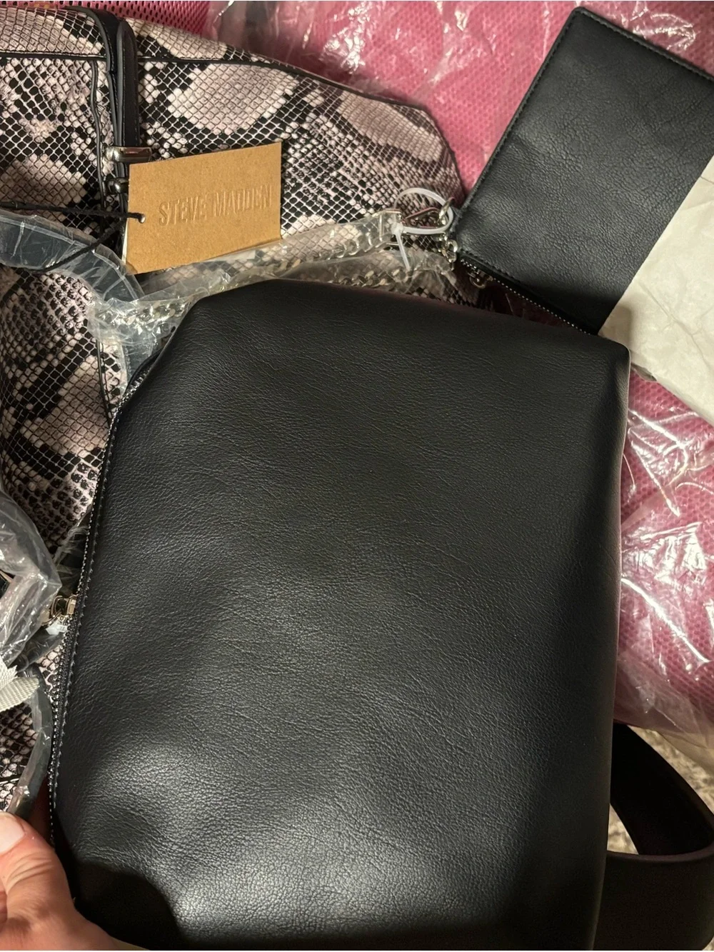 Steve Madden Snake-Print Tote with Black Pouch & Cardholder